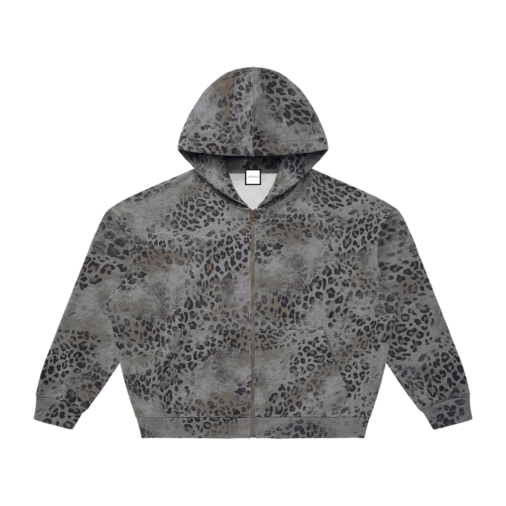 Leopard Full Zip Hoodie